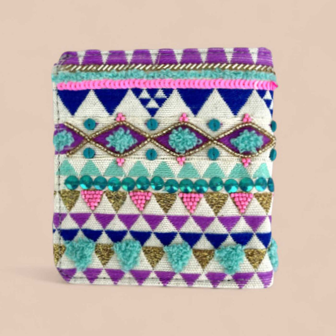 Handmade Embroidered Ne Triangles Design Jacquard Wallet
