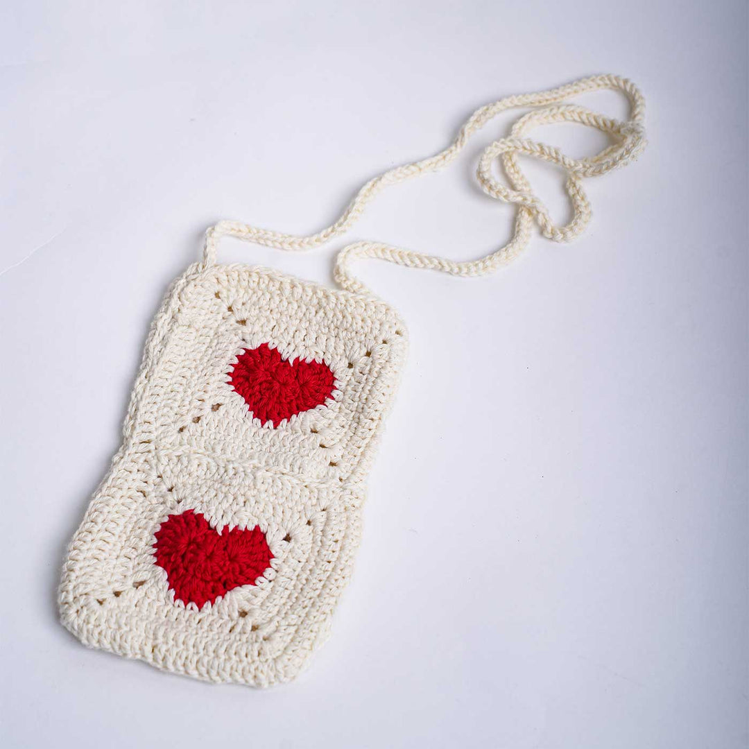 Handmade Crochet The Heart Cotton Mobile Sling Bag