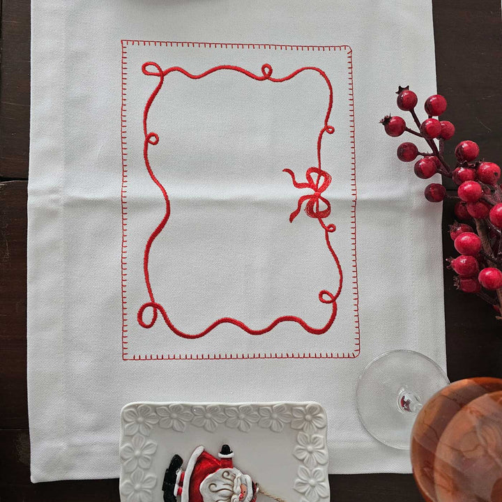 4 Pc | Handmade Embroidered White Wrapped In Love Table Mat