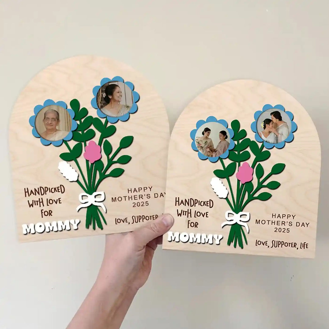 Photo Personalized Hand-Painted Mom Theme Wooden Decorative Plaque