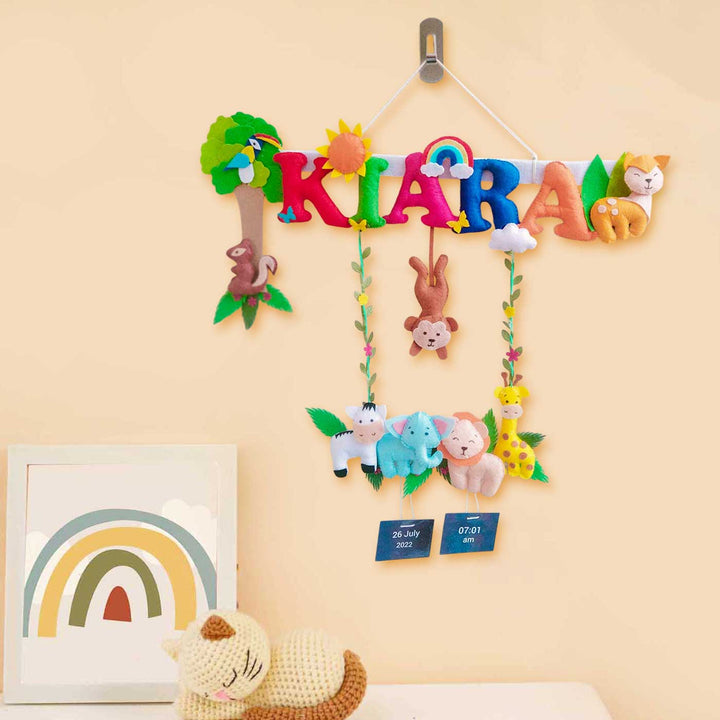 Personalized Jungle Theme Felt Kids Name Plate