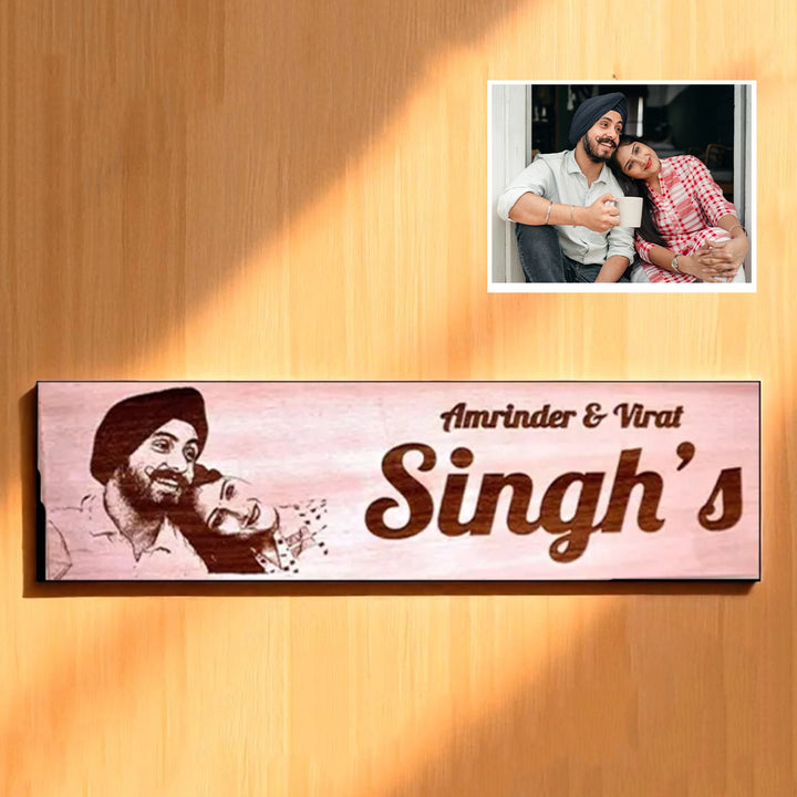 Photo Personalized Rectangle Wooden Name Plate