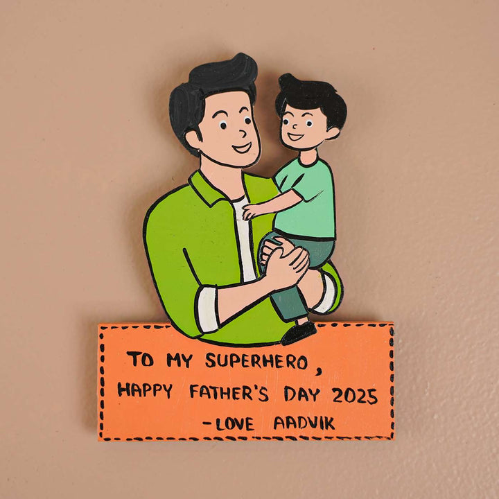 Personalized Caricature Cutout MDF Wood Fridge Magnet For Fathers