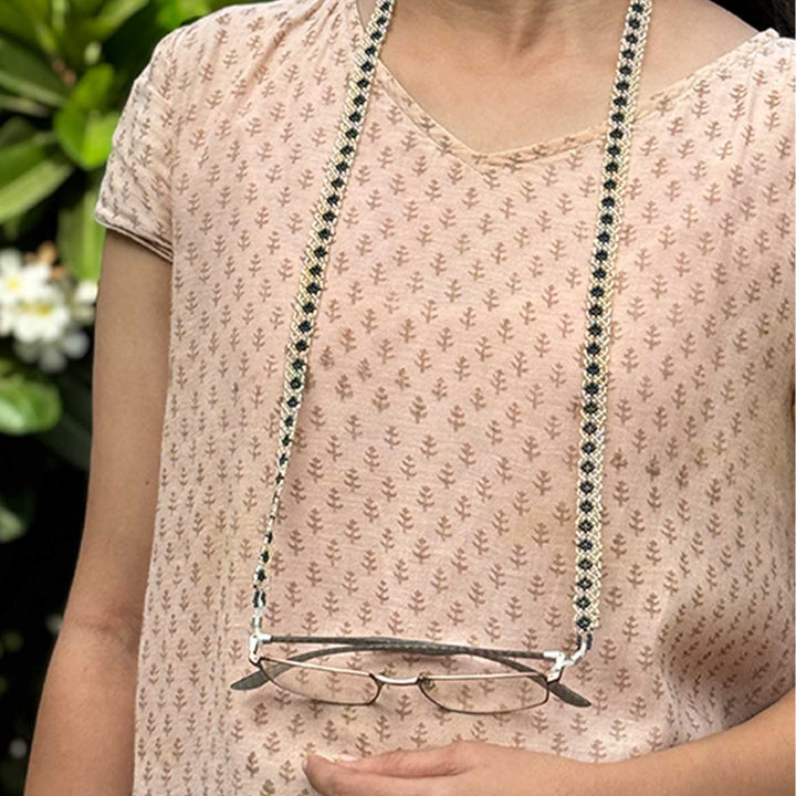 Handmade Beaded Green Shatkon Spectacle / Eye Glass Chain