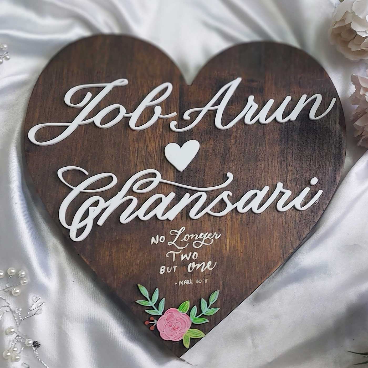 Buy Personalized Brown Heart Shaped Pine Wood Name Plate Online On