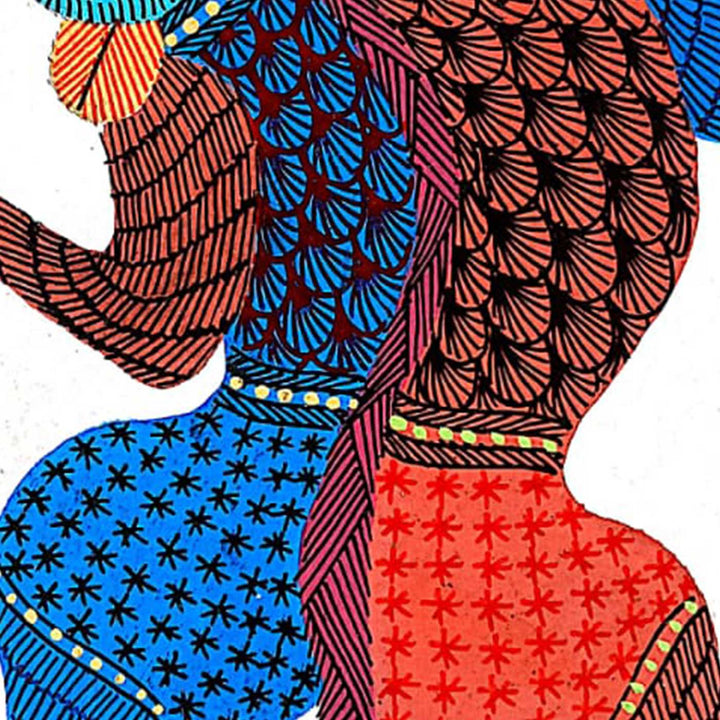 6 x 8 Inch | Lion | Original Hand painted Tribal Gond Art Painting | Acrylic Paints On Paper