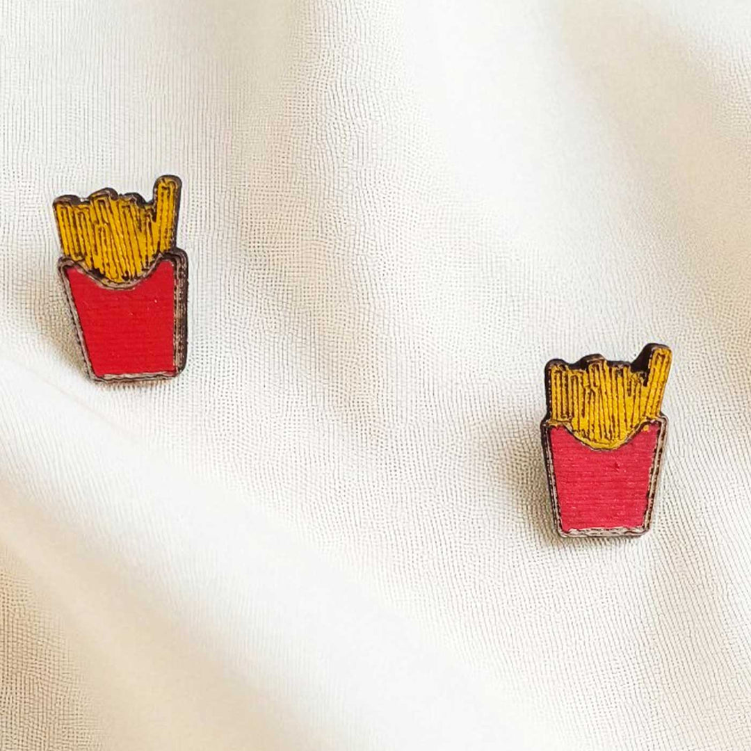 Handmade French Fries Wooden Earrings
