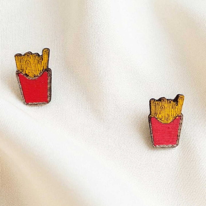 Handmade French Fries Wooden Earrings