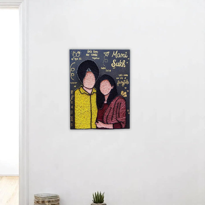 Photo Personalized Handmade String Art Punjabi Couples Theme MDF Wood Decorative Plaque