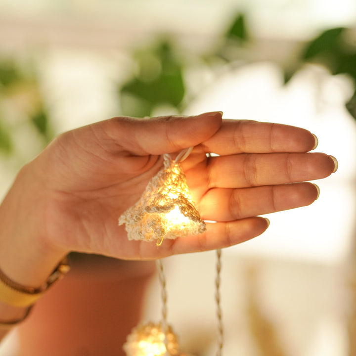 9.15m, 50 Bulbs | Handmade Crochet Floral LED Fairy Light