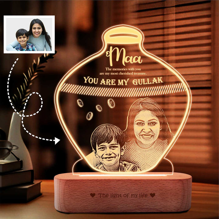 Photo Personalized Gullak Theme Acrylic Lamp For Mothers