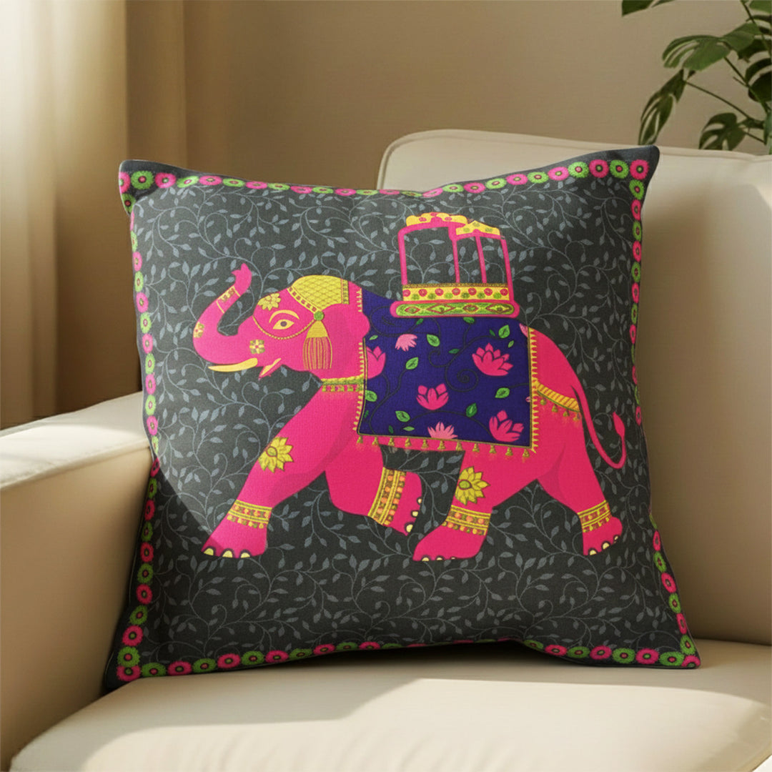 16 Inch | Printed Whimsical Elephant Cushion Cover