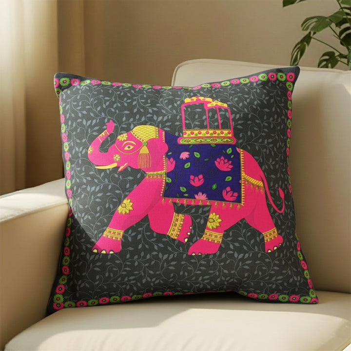 16 Inch | Printed Whimsical Elephant Cushion Cover