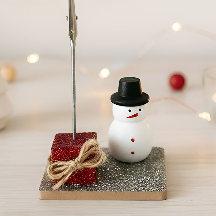 Little Snowman Theme Wooden Photo Holder Stand