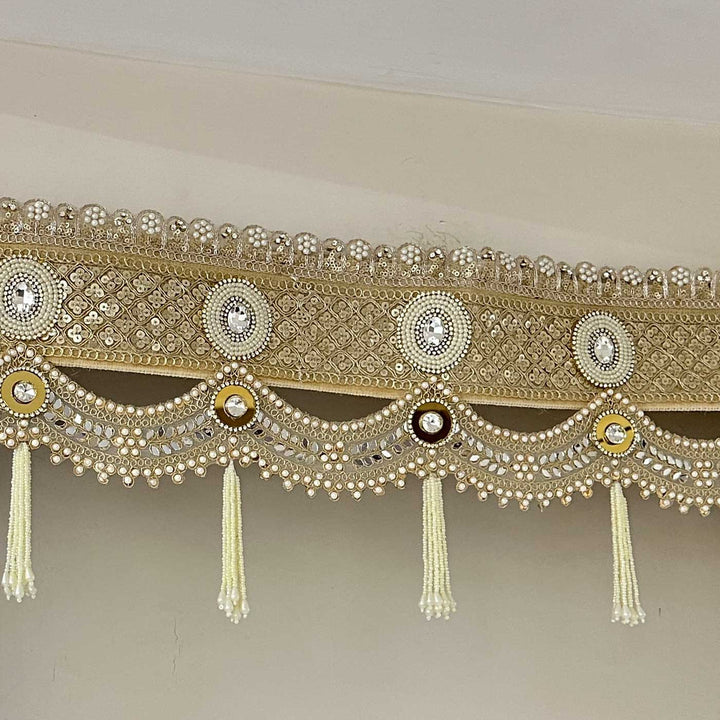 Handmade Beaded Golden Pearl Jute Toran