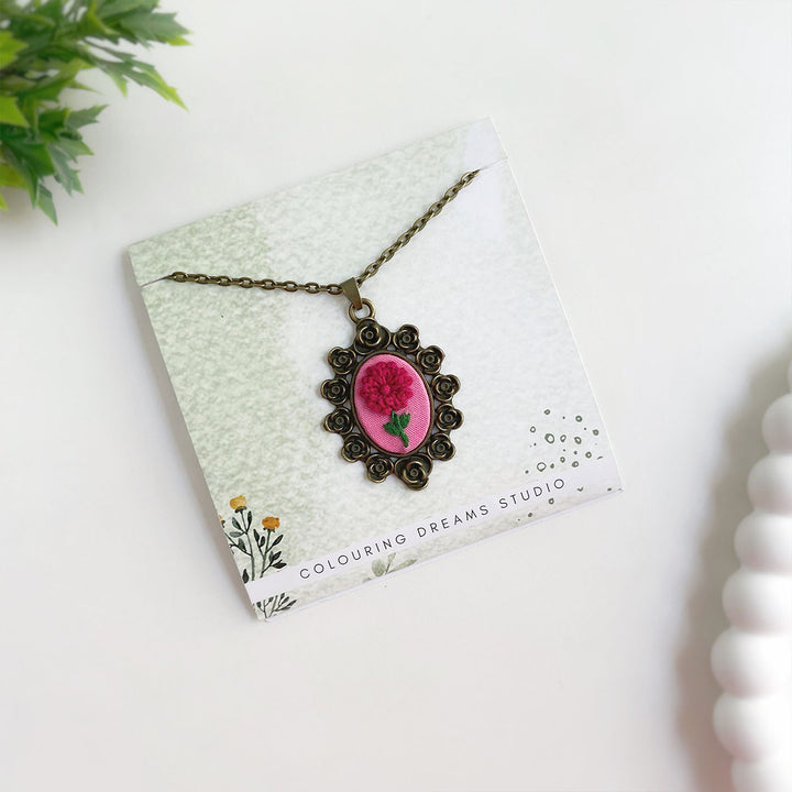 Hand Embroidered Vintage Floret Antique Finish Necklace