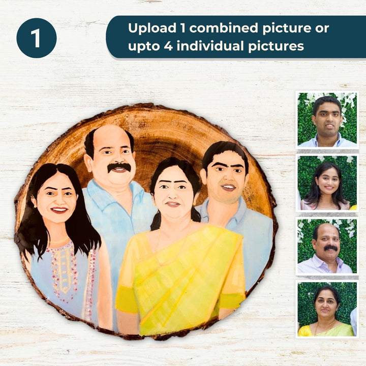 Photo Caricature Wooden Bark Name Plate with Stand