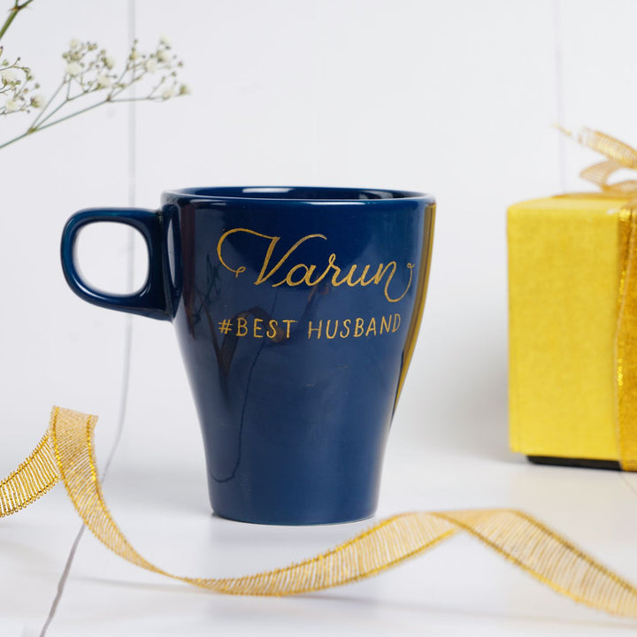 Personalized Coffee Mug with Calligraphy Lettering for Husband