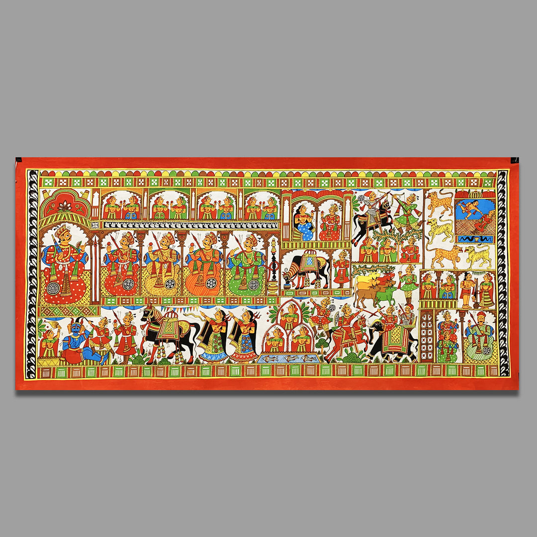 28 X 60 Inch | Story of Pabuji Paper Phad Painting