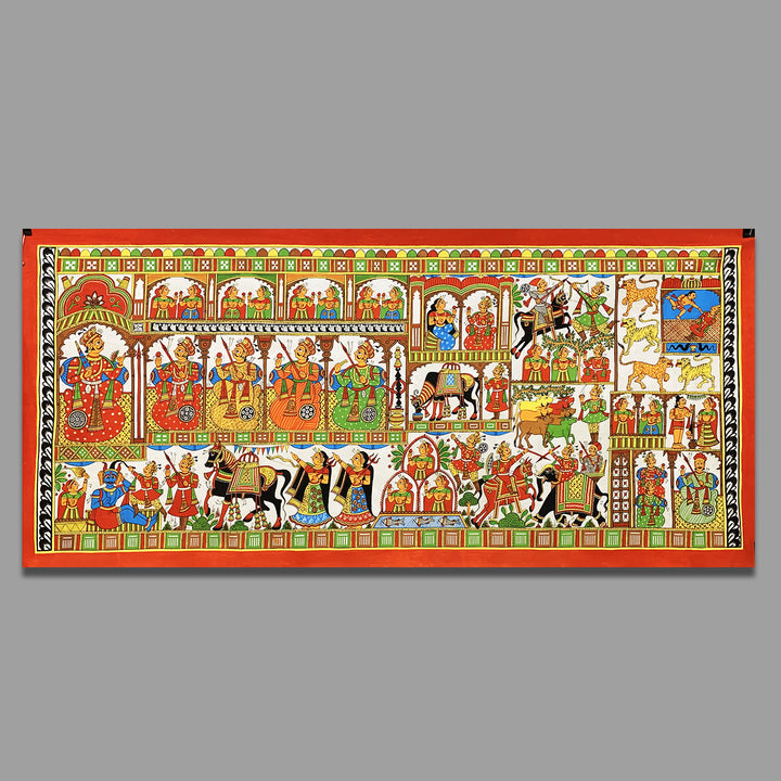 28 X 60 Inch | Story of Pabuji Paper Phad Painting