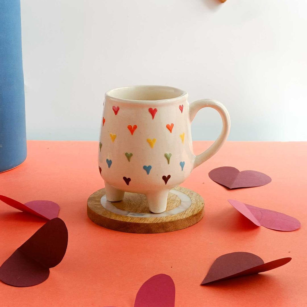 Handmade Heartfelt Tripod Design Ceramic Mug