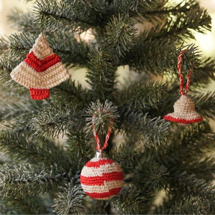 3 Pc | White And Red Crochet Christmas Ornament