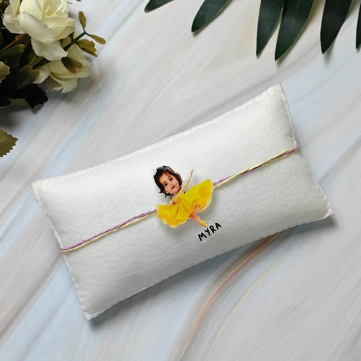 Photo Personalized Reusable Caricature Belle Princess Theme Acrylic Kids Rakhi