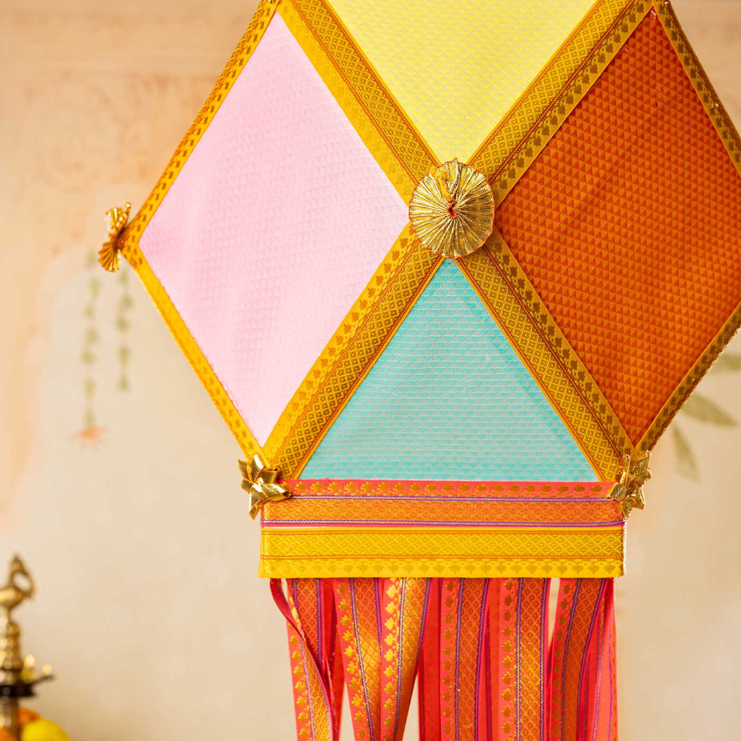 Handmade Decorative Pastel Bahurangi Premium Khun Fabric Akash Kandil/Lantern