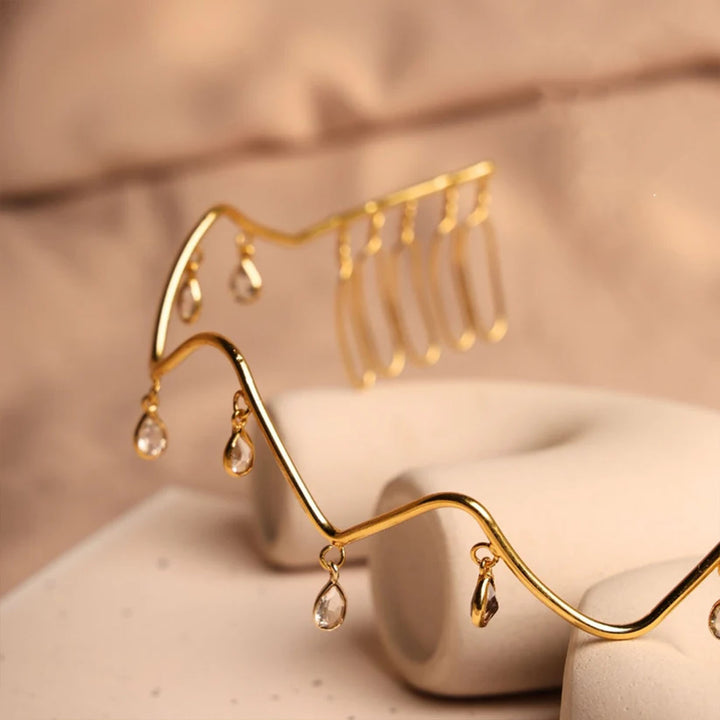 Handmade Sparkling Wave 18k Gold Plated Reverse Headband For Weddings