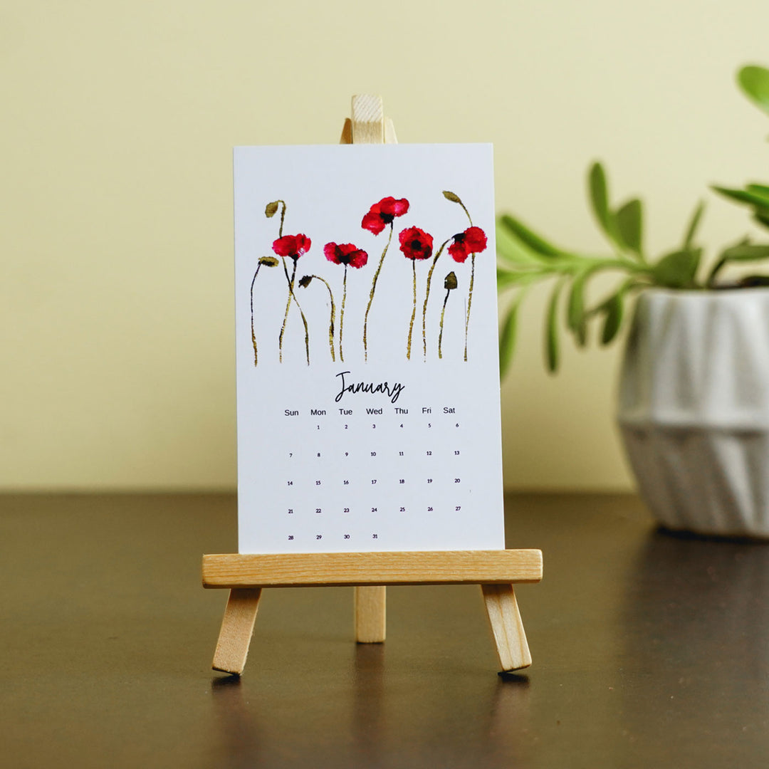 Mini Desk Floral Calendar 2024
