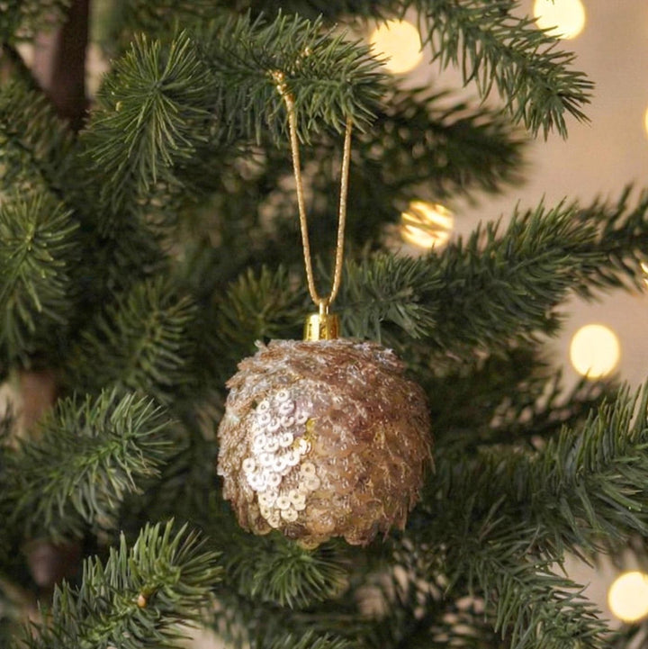 3 Pc | Gold And Silver Glitz And Gota Baubles Christmas Ornament