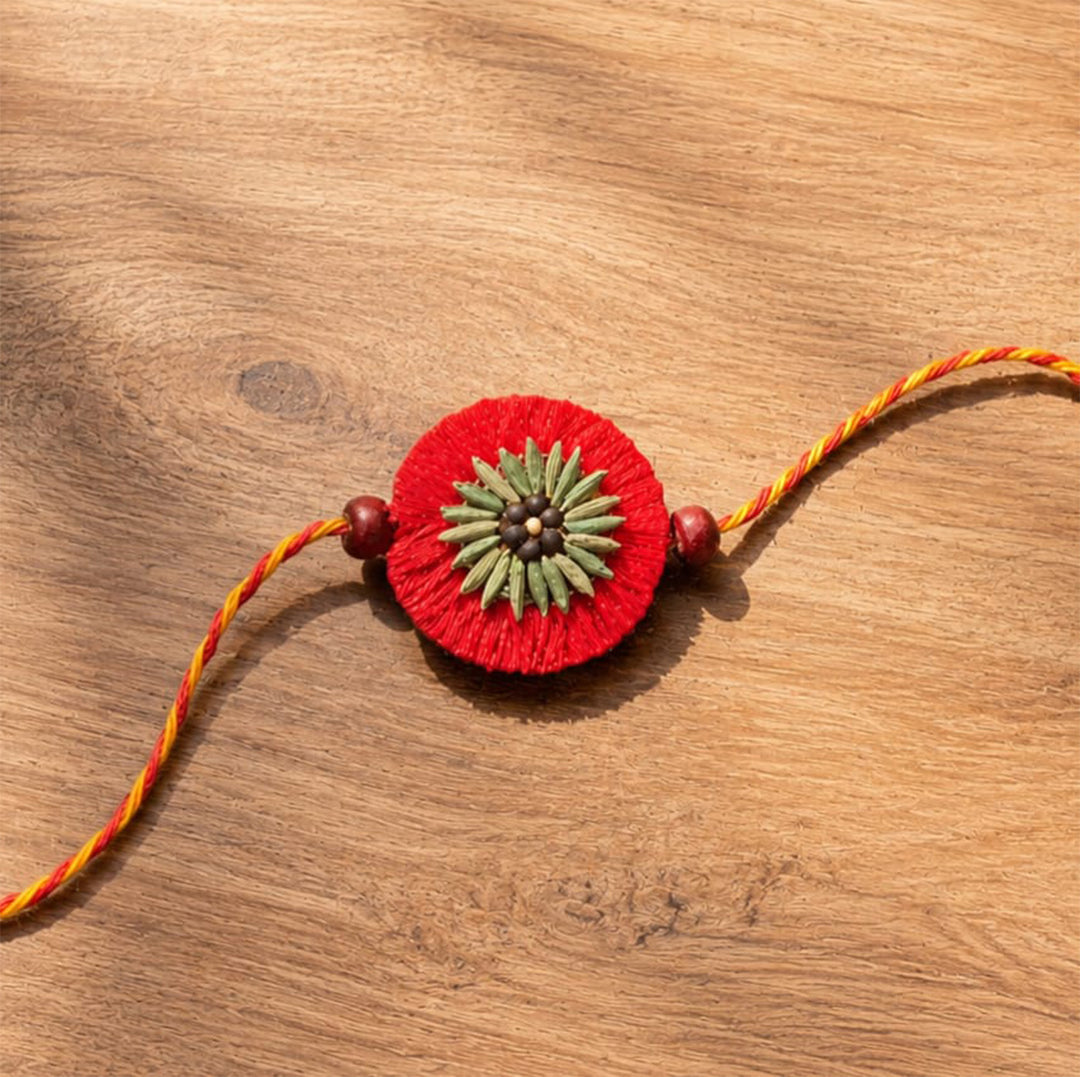 Plantable Kanika Rakhi With Fragrant Mustard & Fennel Seed Floral Motif For Brother