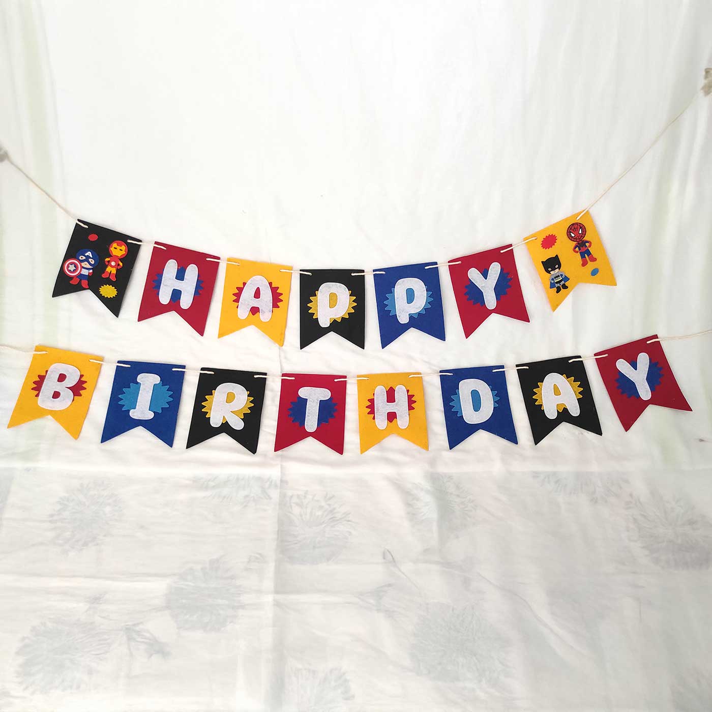 Buy Handmade Super Hero Theme Felt Happy Birthday Banner Online On Zwende