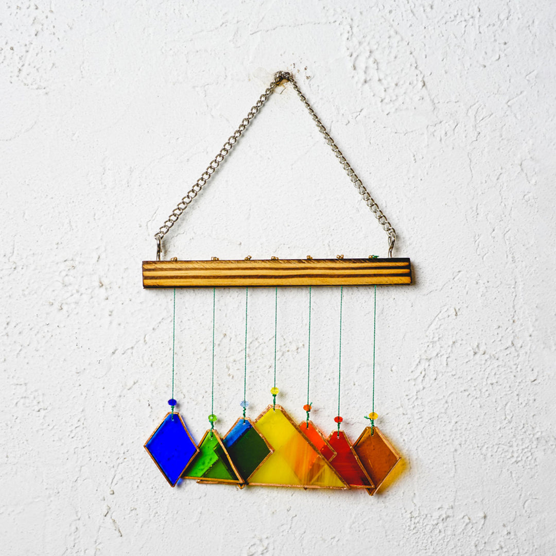 Triangle & Diamond Stained Glass Windchime