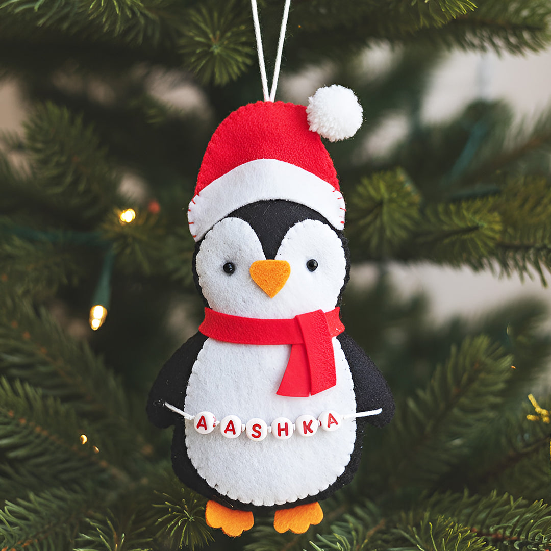 Personalized Felt Penguin Ornament For Christmas Tree Decoration