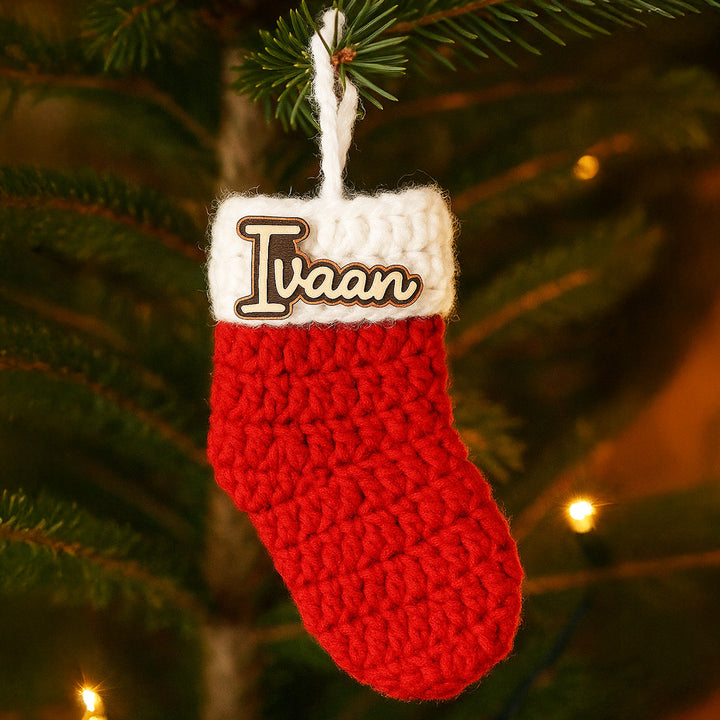 Personalized Crochet Stocking Theme Christmas Ornament For Tree Decoration
