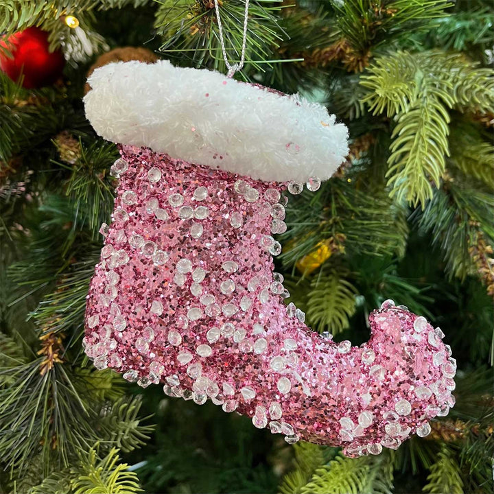 Handmade Glimmering Elf Shoe Ornament For Christmas Tree Decoration