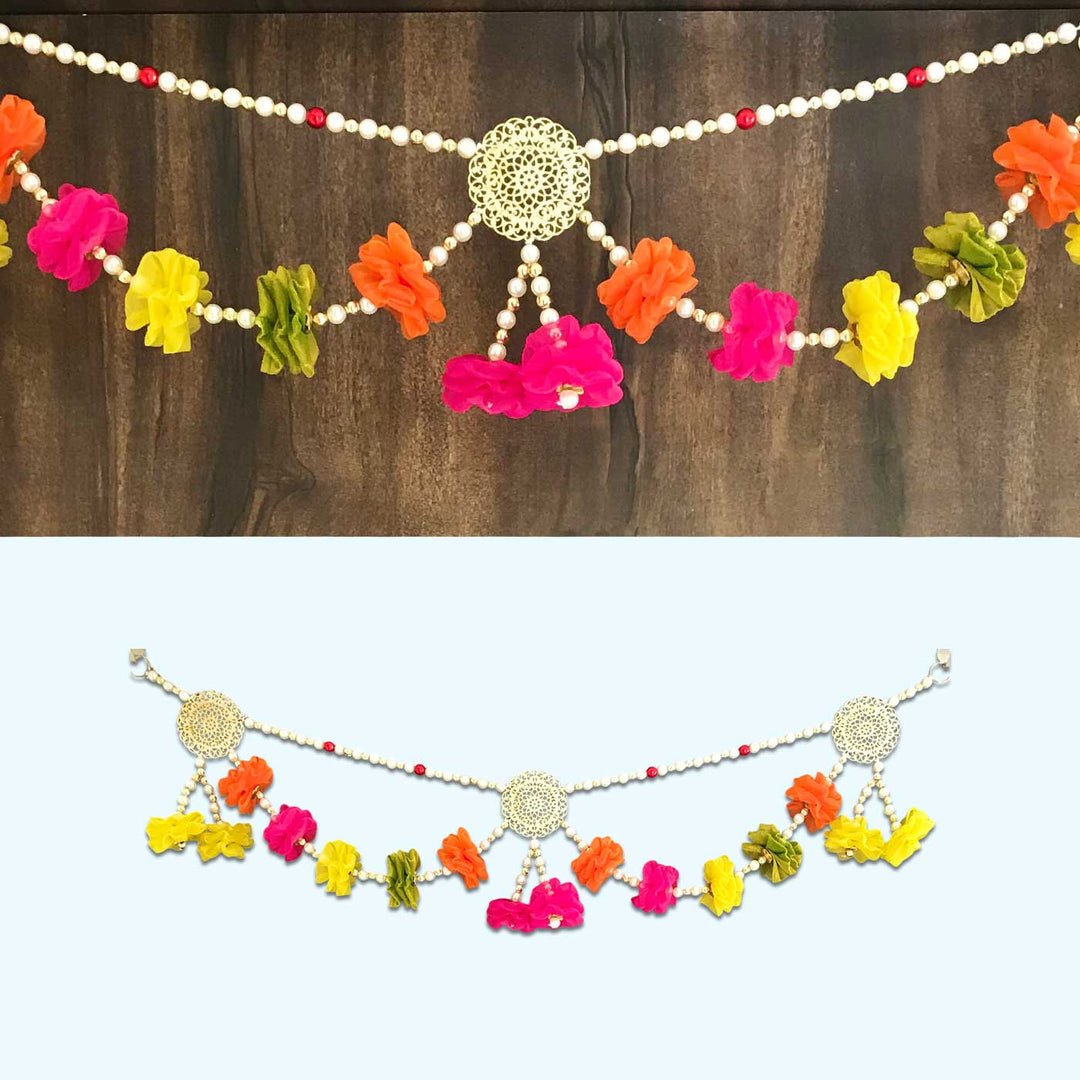 Handmade Decorative Multi-Color Tissue Flower Toran