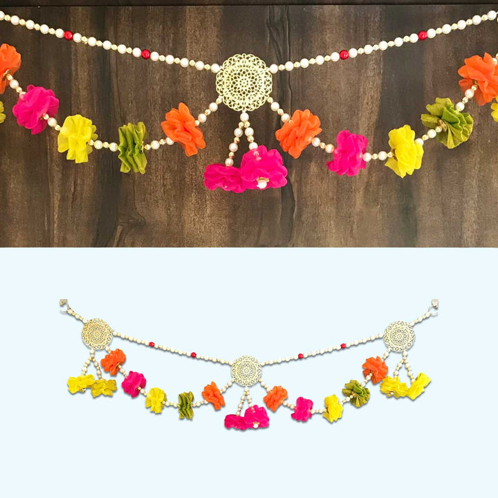 Handmade Decorative Multi-Color Tissue Flower Toran