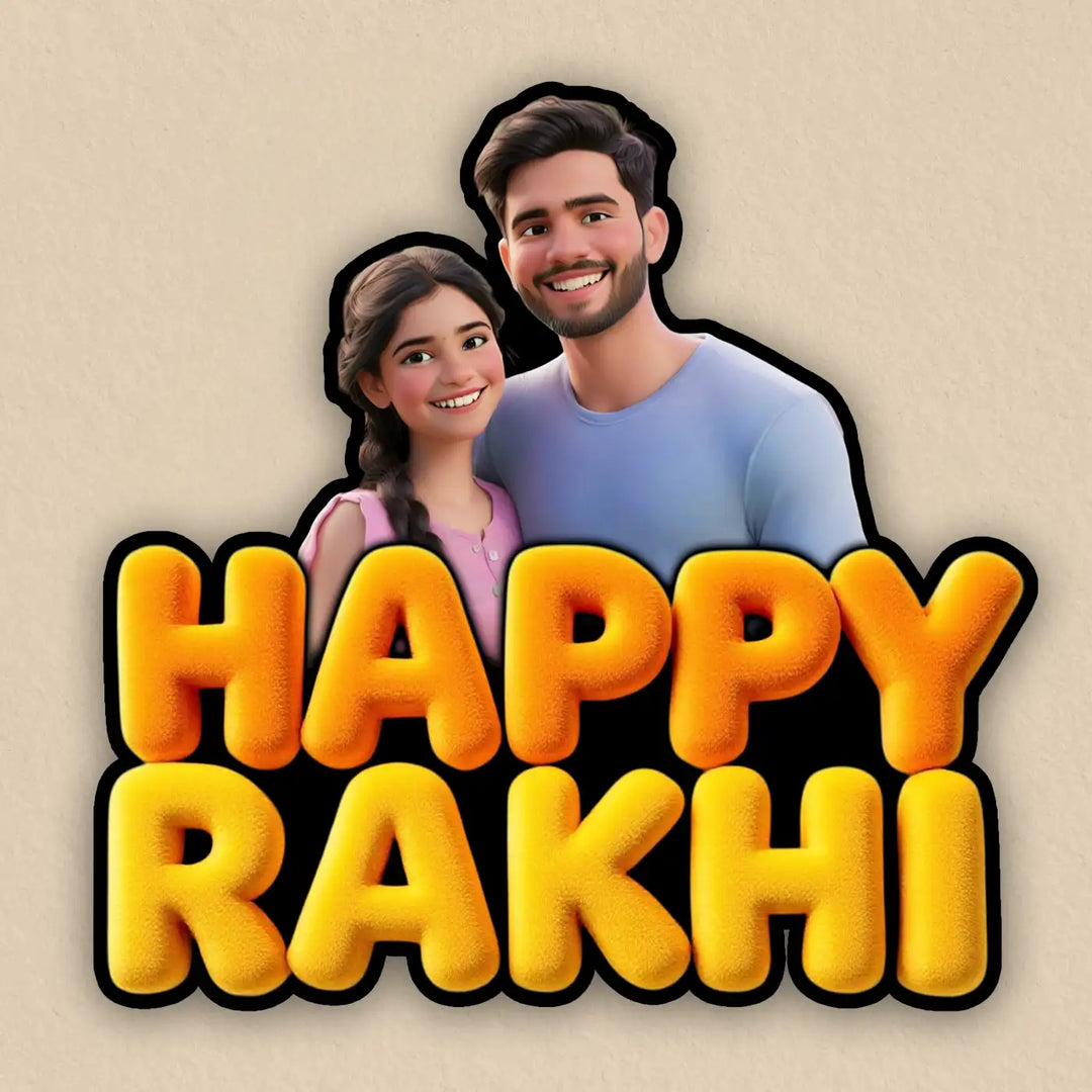 Photo Personalized "Happy Rakhi" Acrylic Fridge Magnet