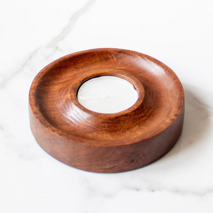 Handcrafted Rosewood Tealight Candle Holder