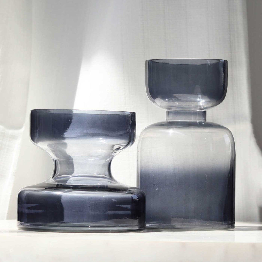 Handmade Ombre Slate Grey Glass Vase