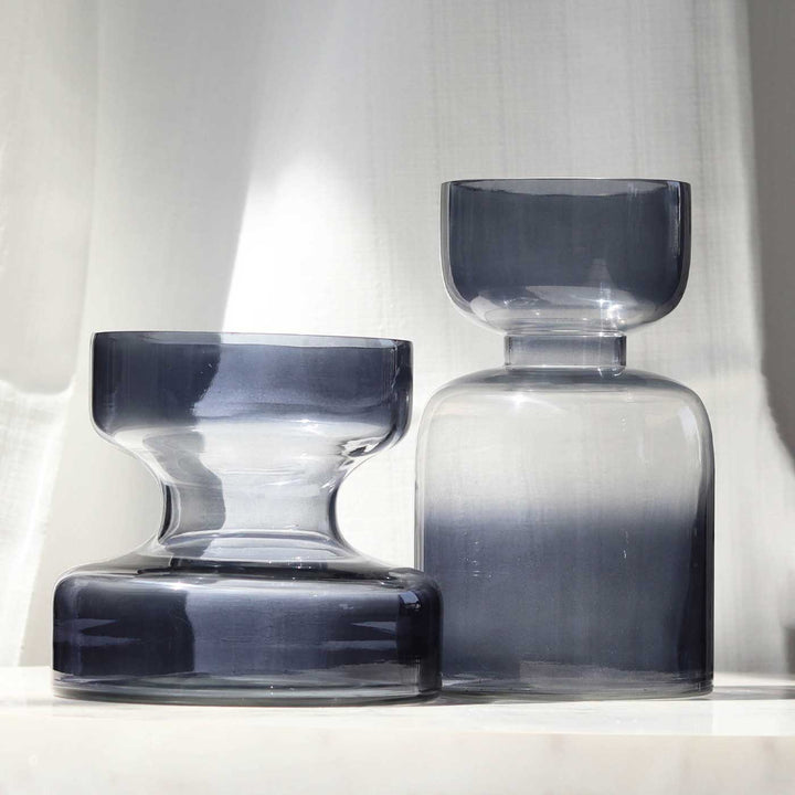 Handmade Ombre Slate Grey Glass Vase