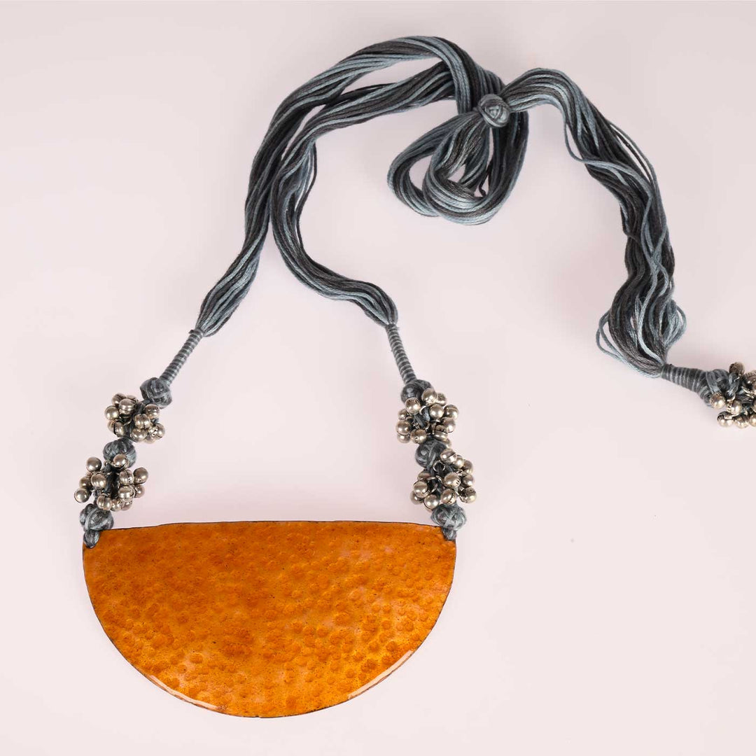 Handmade Half Moon Shaped Ghungroo Copper Enamel Necklace