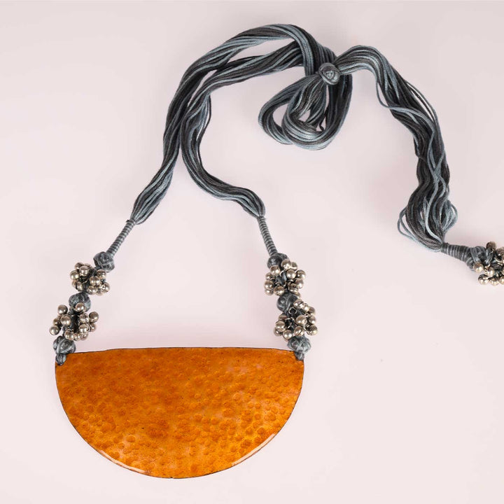 Handmade Half Moon Shaped Ghungroo Copper Enamel Necklace
