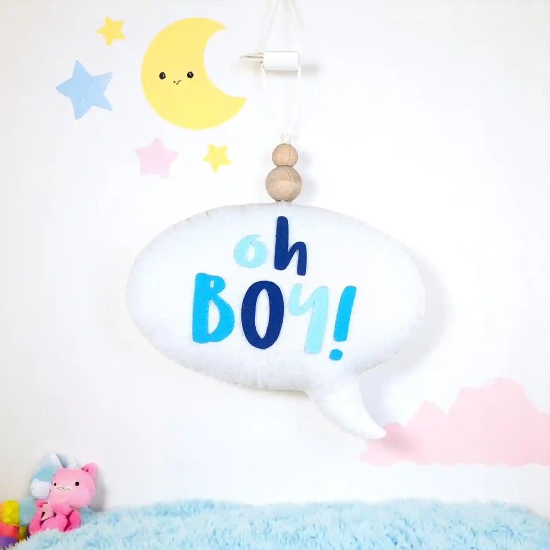 Handmade "Oh Boy" Speech Bubble Theme Felt Hanging For Kids