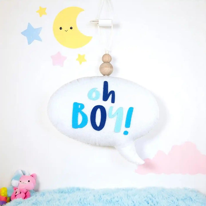 Handmade "Oh Boy" Speech Bubble Theme Felt Hanging For Kids