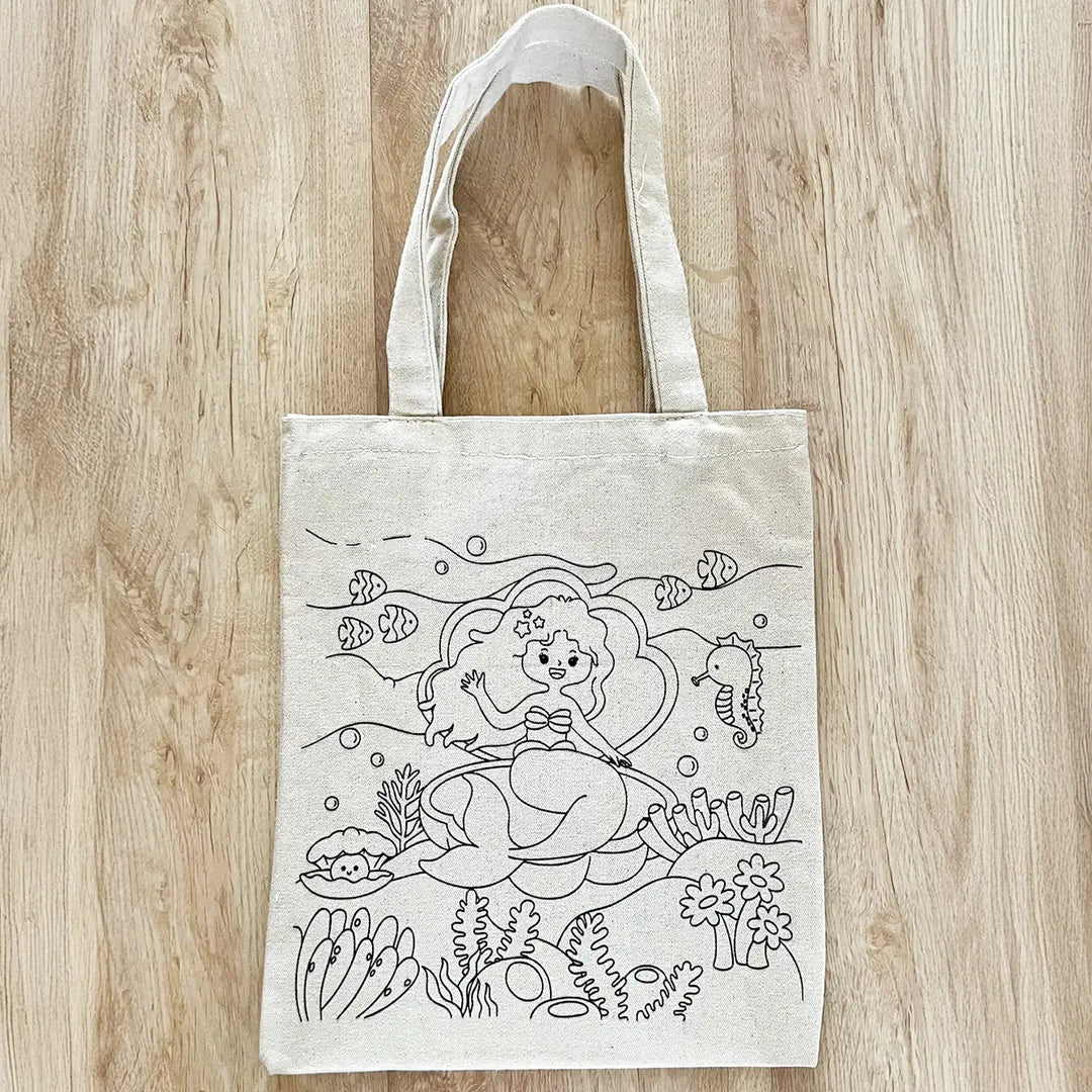 DIY Colour It Yourself Little Mermaid Cotton Kids Tote Bag