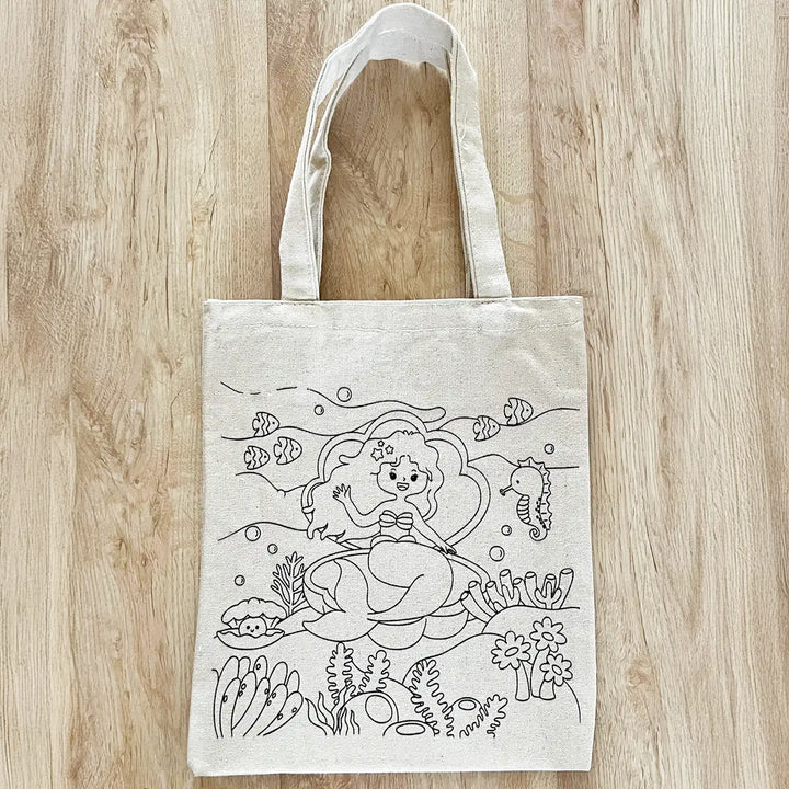 DIY Colour It Yourself Little Mermaid Cotton Kids Tote Bag