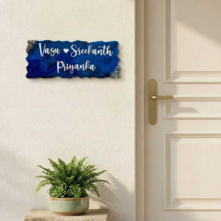 Personalized Navy Blue Resin Name Plate